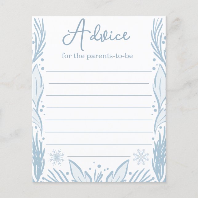 Lámina Consejos para el futuro juego de Baby Shower para  (Anverso)