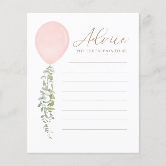 Lámina Consejos para el juego de Baby Shower con globos r (Anverso)