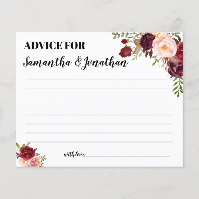 Lámina Consejos para el juego Happy Couple Marsala Bridal (Anverso)