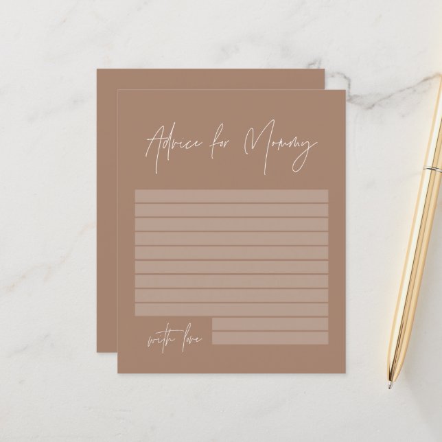 Lámina Consejos para la ducha para la mamá moderna marrón (Anverso/Reverso In Situ)