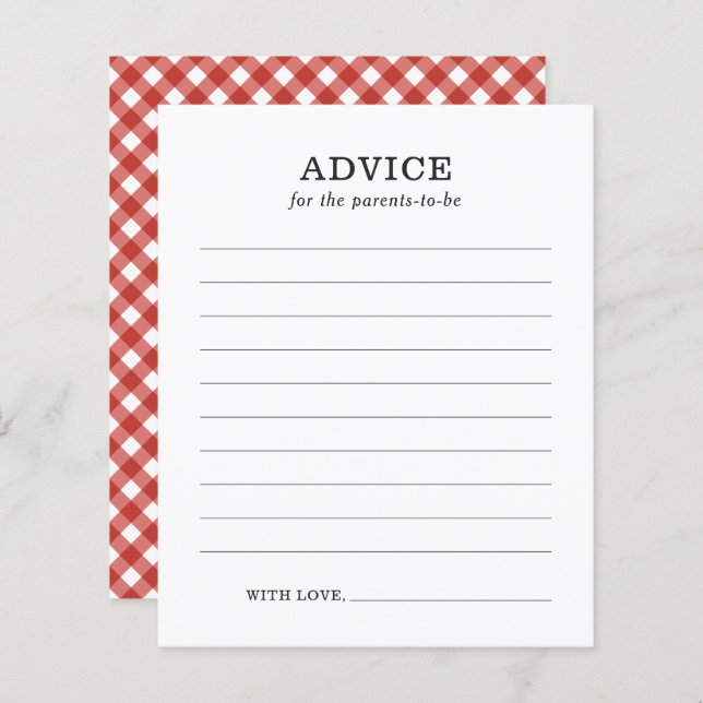 Lámina Consejos para los padres Rústico BBQ Juego de Baby (Anverso / Reverso)