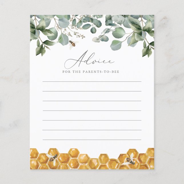Lámina Consejos para Padres Abejan Juego de Baby Shower d (Anverso)