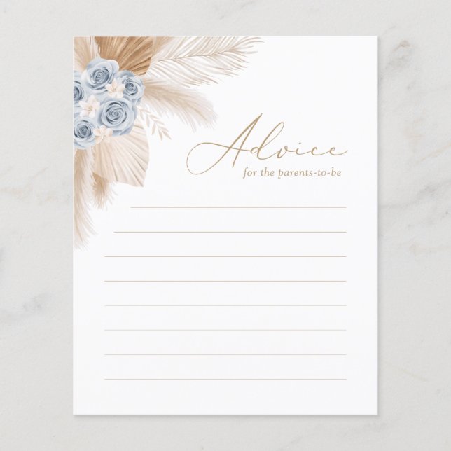 Lámina Consejos para padres Boho Pampas Grass Baby Shower (Anverso)