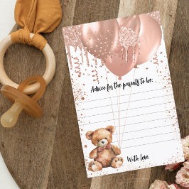 Lámina Consejos para padres globos oso de peluche baby sh