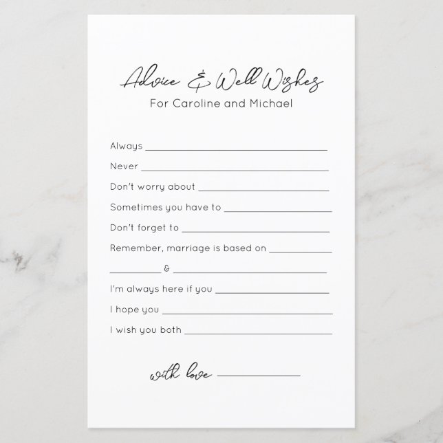 Lámina Consejos y buenos deseos - juego de ducha para nov (Anverso)