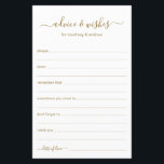 Lámina Consejos y deseos<br><div class="desc">Estos sencillos, dorados y blancos, modernos, minimalistas, escritos a mano Las sábanas de consejos y deseos son perfectas para una ducha de novias, una cena de ensayo o un boda que los huéspedes llenan para una pareja feliz. A la gente le encantará tener las indicaciones - hacen tan fácil dejar...</div>