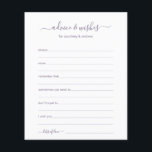 Lámina Consejos y deseos<br><div class="desc">Las sábanas de consejos y deseos son perfectas para duchas de novias,  cenas de ensayo o bodas. A la gente le encantará tener las indicaciones - hacen tan fácil dejar amables palabras de consejo y buenos deseos. Serán apreciados por los años venideros.</div>