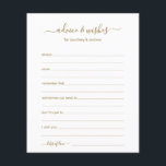 Lámina Consejos y deseos<br><div class="desc">Estos sencillos, dorados y blancos, modernos, minimalistas, escritos a mano Las sábanas de consejos y deseos son perfectas para una ducha de novias, una cena de ensayo o un boda que los huéspedes llenan para una pareja feliz. A la gente le encantará tener las indicaciones - hacen tan fácil dejar...</div>