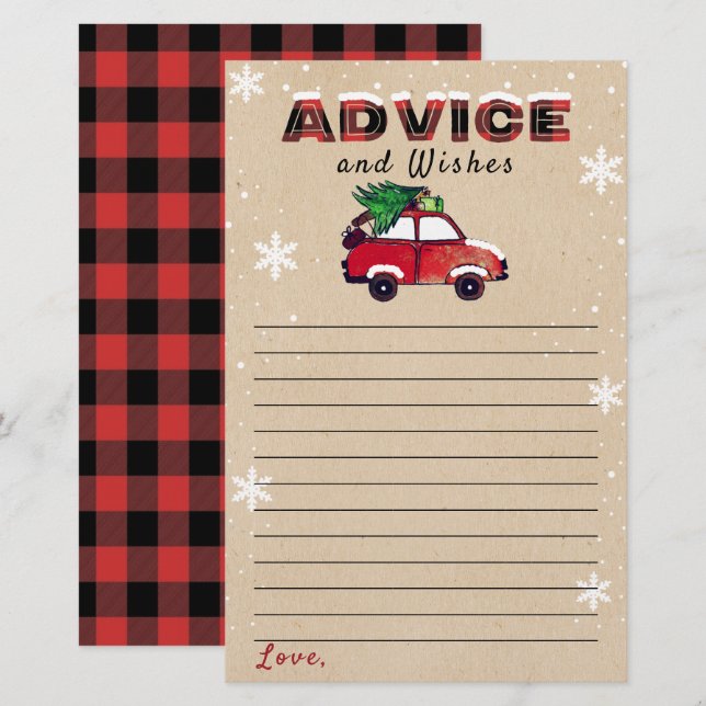 Lámina Consejos y deseos de Baby Shower para navidades (Anverso / Reverso)