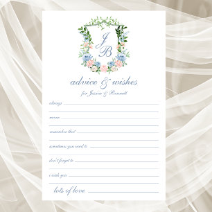 Lámina Consejos y Deseos de Boda con Cresta Floral Azul P