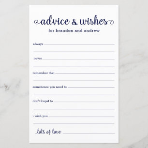 Lámina Consejos y deseos de boda LGBTQ de azul marino mod