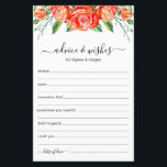 Lámina Consejos y deseos de Coral Floral LGBTQ Boda<br><div class="desc">Estos sencillos guiones florales y manuscritos, las sábanas Advice & Wishes con rosas de acuarela de coral en la parte superior son perfectas para una ducha de novias, una cena de ensayo o bodas que los huéspedes completan para la pareja feliz. A la gente le encantará tener las indicaciones -...</div>