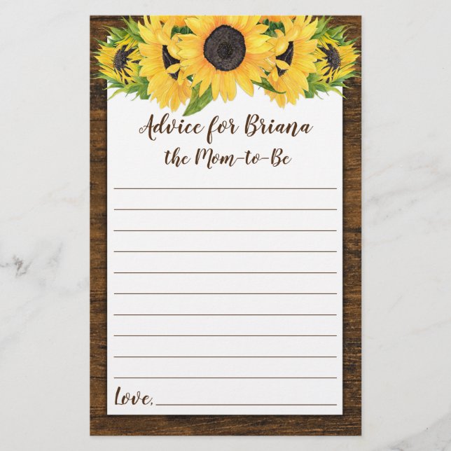 Lámina Consejos y deseos de los juegos de Baby Shower de  (Anverso)