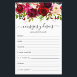 Lámina Consejos y deseos en español<br><div class="desc">Los consejos y deseos españoles (Consejos y Deseos), con rosas de color burdeos en la parte superior, son perfectos para una ducha de novia, una cena de ensayo o bodas. A la gente le encantará tener las indicaciones - hacen tan fácil dejar amables palabras de consejo y buenos deseos. Serán...</div>