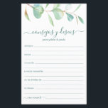 Lámina Consejos y deseos en español<br><div class="desc">Las preciosas sábanas botánicas y manuscritas Consejos y Deseos (Consejos y Deseos) con eucaliptos acuáticos en la parte superior son perfectas para una ducha de novias, una cena de ensayo o invitados bodas para una pareja feliz. A la gente le encantará tener las indicaciones - hacen tan fácil dejar amables...</div>