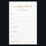 Lámina Consejos y deseos en español<br><div class="desc">Este sencillo, moderno, minimalista, de color dorado escrito a mano Consejos y Deseos es perfecto para una ducha de novia, una cena de ensayo o un boda que los huéspedes llenan para una pareja feliz. A la gente le encantará tener las indicaciones - hacen tan fácil dejar amables palabras de...</div>