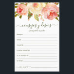 Lámina Consejos y deseos en español<br><div class="desc">Estos sencillos, florales y manuscritos, las sábanas de Consejos y Deseos (Consejos y Deseos) con rosas de color rosa y blanco en la parte superior son perfectas para una ducha de novia, una cena de ensayo o invitados bodas para una pareja feliz. A la gente le encantará tener las indicaciones...</div>