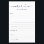 Lámina Consejos y deseos en español<br><div class="desc">Este sencillo, moderno, minimalista y polvoriento guión manuscrito de color violeta, Consejos y sábanas de Deseos son perfectos para la ducha de novias, la cena de ensayo o los invitados bodas se encargan de la feliz pareja. A la gente le encantará tener las indicaciones - hacen tan fácil dejar amables...</div>
