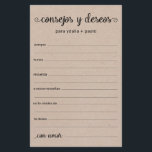 Lámina Consejos y deseos en español<br><div class="desc">Las sábanas de Consejos y Consejos y Deseos españoles son sencillas, blancas y negras, rústicas, minimalistas, escritas a mano, perfectas para una ducha de novias, una cena de ensayo o un boda para una pareja feliz. A la gente le encantará tener las indicaciones - hacen tan fácil dejar amables palabras...</div>