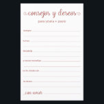 Lámina Consejos y deseos en español<br><div class="desc">Estos sencillos y rosas guiones dorados, modernos, minimalistas, escritos a mano. Las sábanas de Consejos y Deseos Españoles son perfectas para una ducha de novias, una cena de ensayo o invitados bodas para una pareja feliz. A la gente le encantará tener las indicaciones - hacen tan fácil dejar amables palabras...</div>