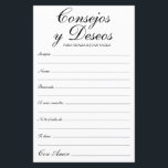 Lámina Consejos y deseos en español<br><div class="desc">Estos elegantes, blancos y negros, modernos y escritos a mano Consejos y Deseos/Hojas de Consejos y Deseos son perfectos para su ducha de novias, cena de ensayo o invitados bodas para la feliz pareja. A la gente le encantará tener las indicaciones - hacen tan fácil dejar amables palabras de consejo...</div>