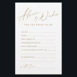 Lámina Consejos y deseos minimalistas y modernos de oro<br><div class="desc">Estas tarjetas de consejo y deseos son pasteles dulces para la novia y la pareja,  presentan un guión moderno y elegante y texto en color dorado,  simple y limpio. Gran actividad para la ducha de novias y fiestas de boda. Vea todos los juegos de ducha de novia en colección.</div>