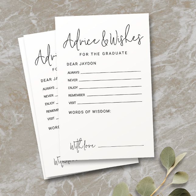 Lámina Consejos y deseos sencillos y modernos para gradua (Simple Modern Script Graduate advice & wishes)