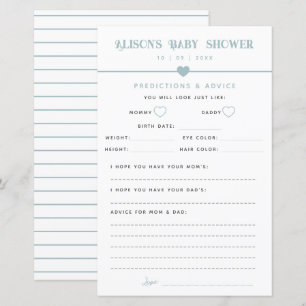 Lámina Consejos y predicciones de Baby Shower azul modern