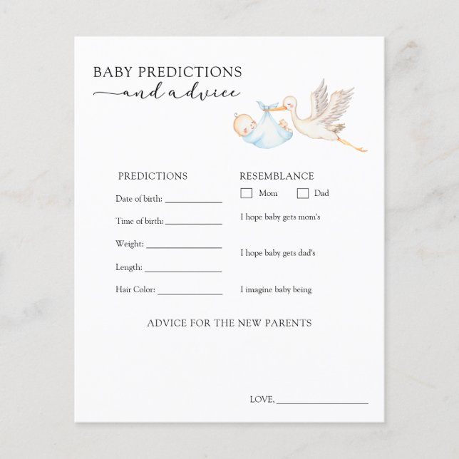 Lámina Consejos y predicciones del niño bebé de la cigüeñ (Anverso)