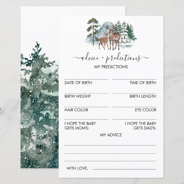 Lámina Consejos y predicciones Juego de Baby Shower en in (Anverso / Reverso)