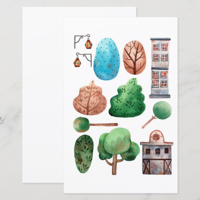 Lámina Construcción de acuarelas para cortar y colectar (Anverso / Reverso)