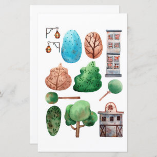 Lámina Construcción de acuarelas para cortar y colectar