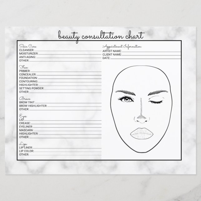 Lámina Consulta simple de belleza de mármol blanco negro (Anverso)