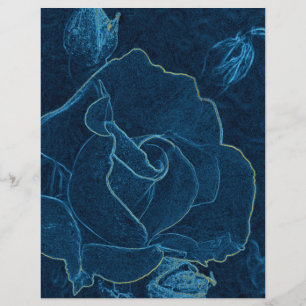 Lámina contorno de rosa azul