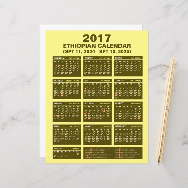Lámina Conversor de calendario etíope Spt 2024 a 2025 (Anverso/Reverso In Situ)