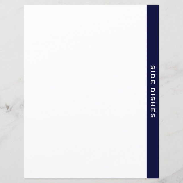 Lámina Cookbook Divider | Armada y blanco | Platos secund (Anverso)