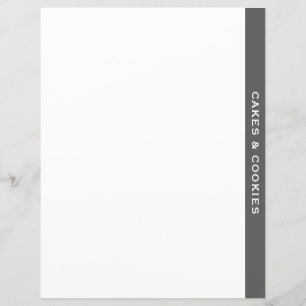 Lámina Cookbook Divider   Gris y blanco   Pasteles y gall