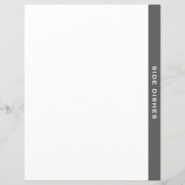 Lámina Cookbook Divider | Gris y blanco | Platos secundar (Anverso)