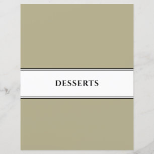 Lámina Cookbook Divider Postres Blanco negro sabio