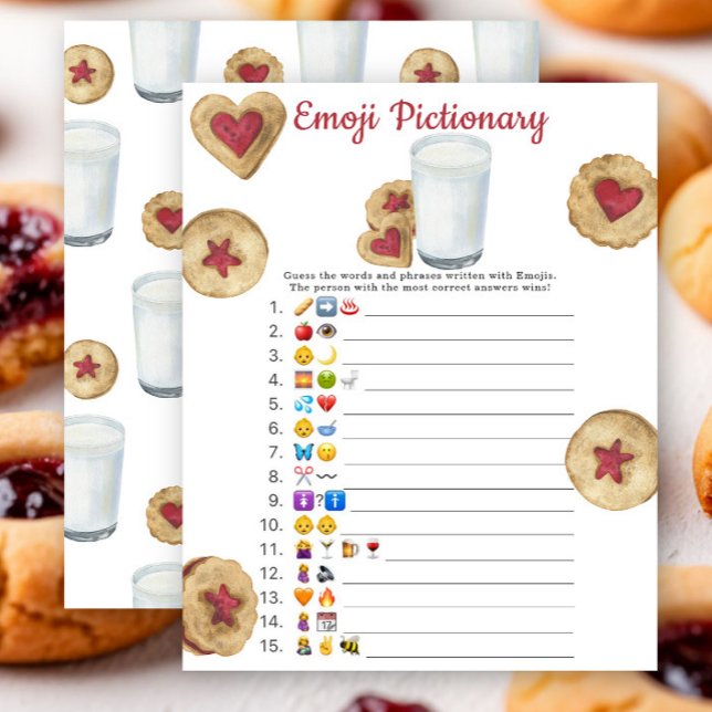 Lámina Cookie and milk baby shower Emoji Pictionary game  (Subido por el creador)