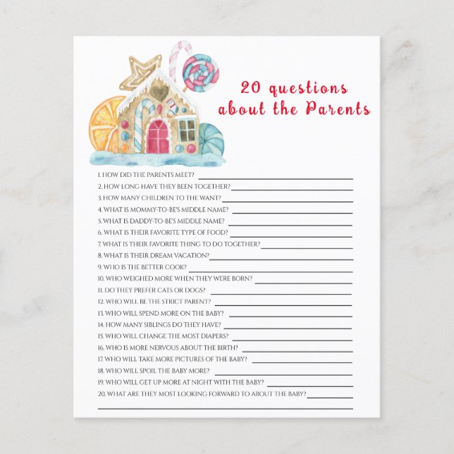 Lámina Cookie house - 20 preguntas sobre el juego princip (Anverso)