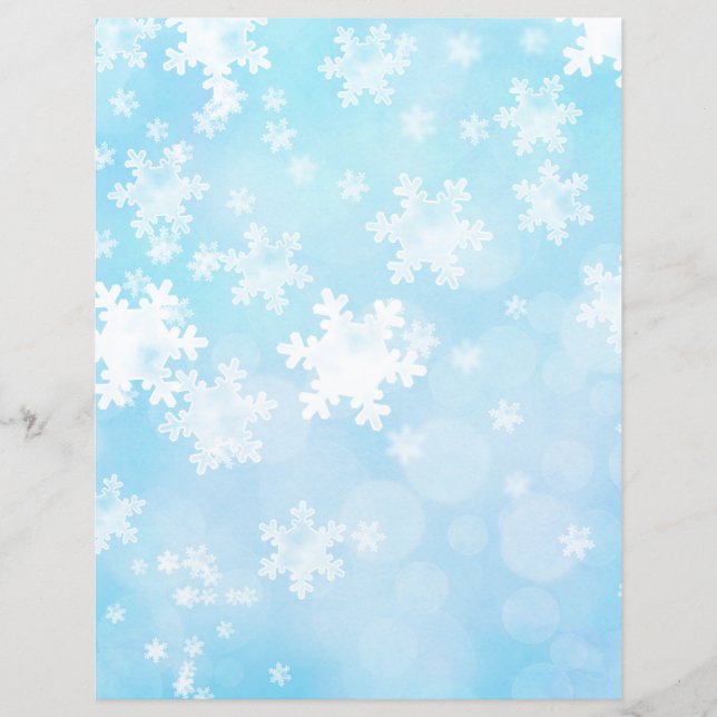 Lámina Copos de nieve azules y blancos Papel de cartón co (Anverso)