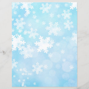 Lámina Copos de nieve azules y blancos Papel de cartón co