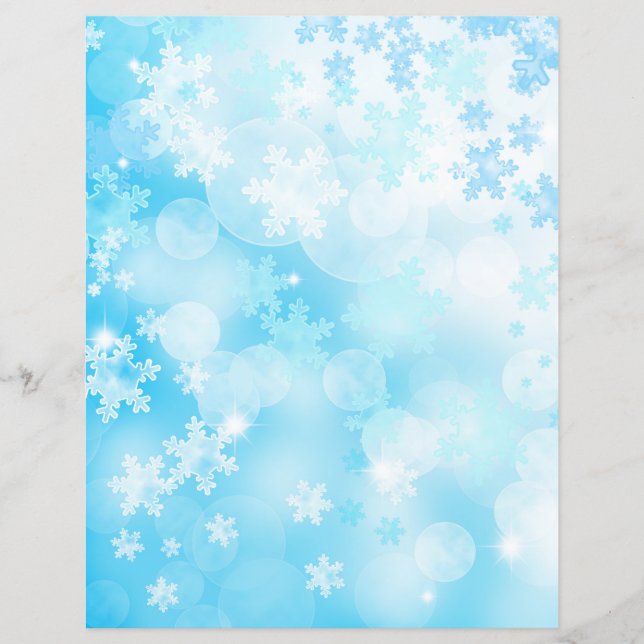Lámina Copos de nieve y papel de cuaderno de bokeh (Anverso)