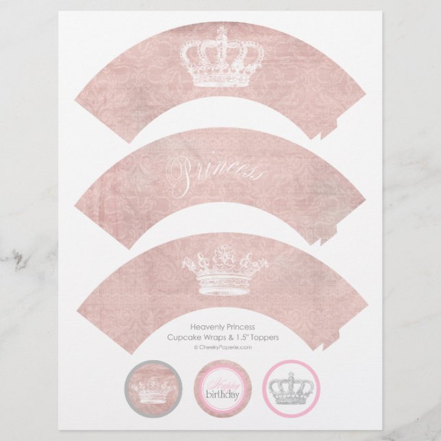 Lámina Copos y toppers de princesa pesada (Anverso)