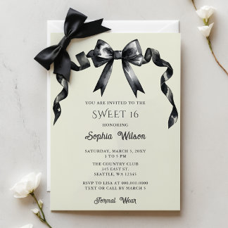 Lámina Coqueta de presupuesto Black Bow Sweet 16 Invitaci