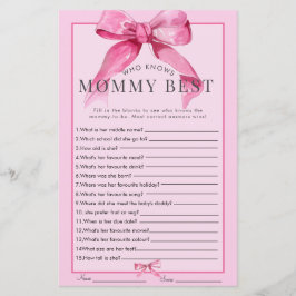 Lámina Coquette Bow | Pink Baby Girl Shower Game