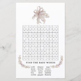 Lámina Coquette purple bow baby shower game