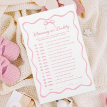 Coquette Rosa Bow Baby Shower Adivina quién juega