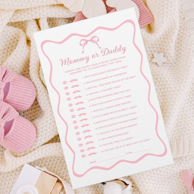 Lámina Coquette Rosa Bow Baby Shower Adivina quién juega (Subido por el creador)